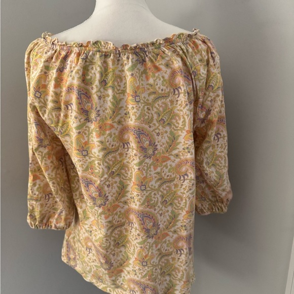 Lauren Ralph Lauren pastel paisley top size Size XL. Elastic neck, 3/4 sleeves - Picture 5 of 10